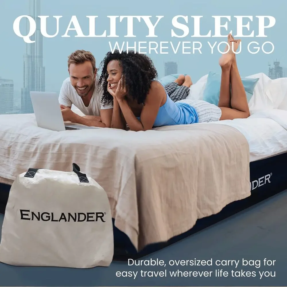 NWT Englander Twin Air Mattress Double High 300LB Luxury Camping Pump Black